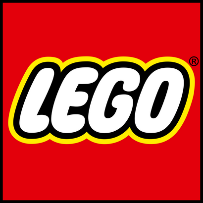 a lego logo on a red background
